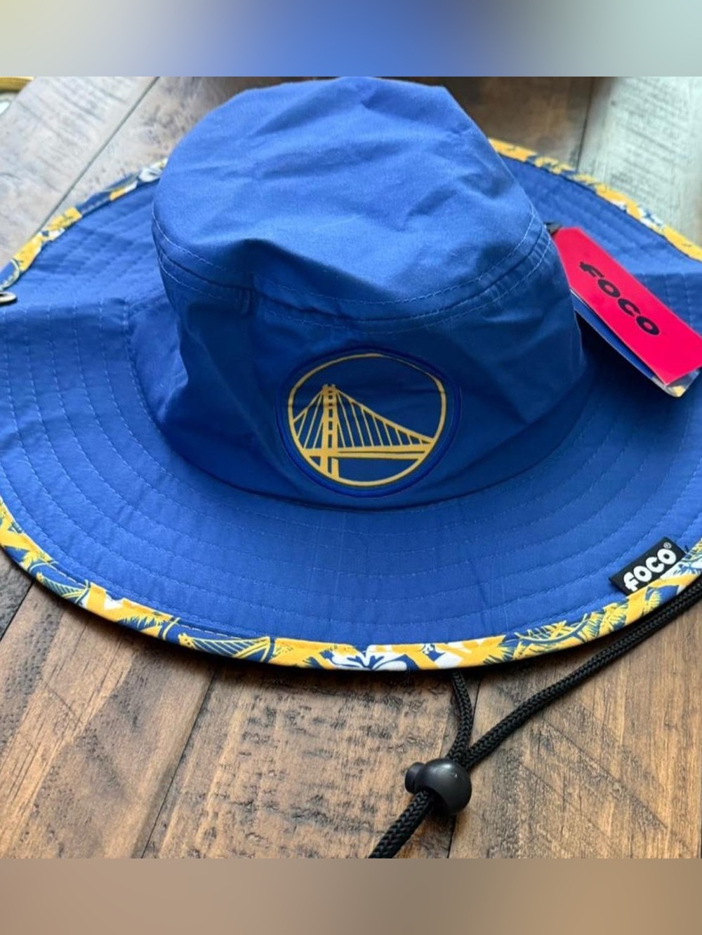NWT Foco Golden State Warriors Blue Bucket Hat with Floral Lining